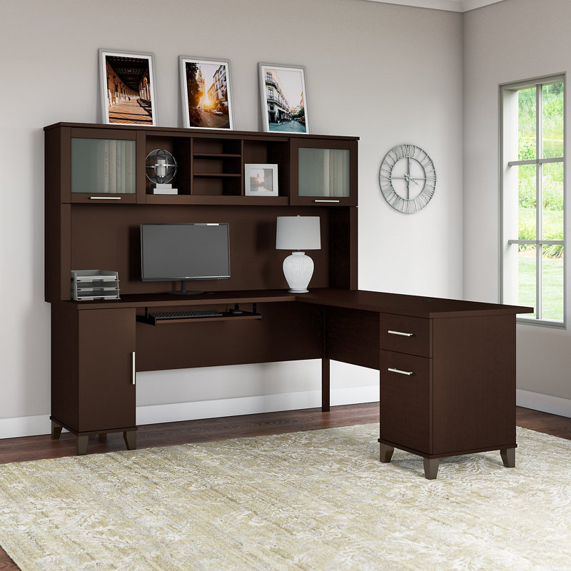 Latitude Run Kittle Somerset Reversible LShaped Desk with Hutch